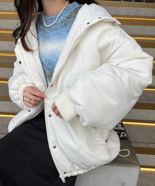 「nemne store」 マウンテンパーカー フリー オフホワイト レディース_画像9