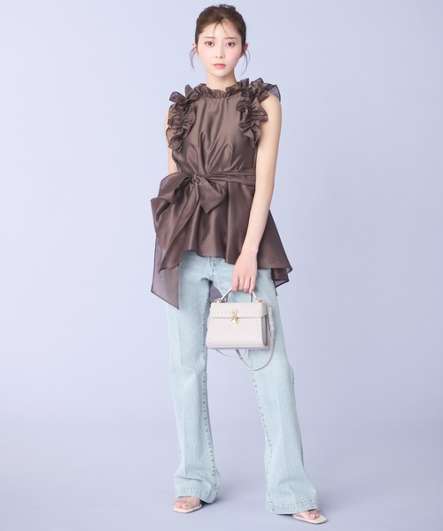 CELFORD ブラウス シャツ Aラインフレアラッフルブラウス