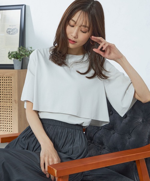 tシャツ ケープ風プルオーバーブラウス レディース GALLORIA tシャツ ケープ風プルオーバー レディース : ZOZOTOWN