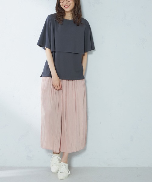 tシャツ ケープ風プルオーバーブラウス レディース GALLORIA tシャツ ケープ風プルオーバー レディース : ZOZOTOWN