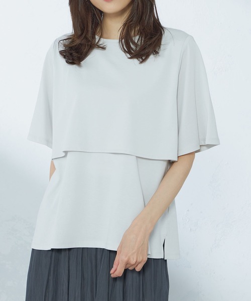 tシャツ ケープ風プルオーバーブラウス レディース GALLORIA tシャツ ケープ風プルオーバー レディース : ZOZOTOWN