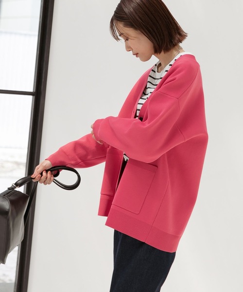 「GLOBAL WORK」 ニットカーディガン LARGE グレイッシュベージュ レディース