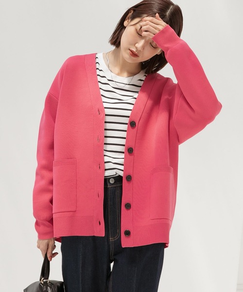 「GLOBAL WORK」 ニットカーディガン LARGE グレイッシュベージュ レディース