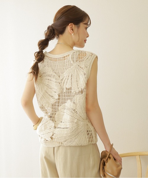 ニット セーター crochet sleeveless knit tops /ボタニカル クロシェ