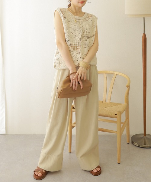 ニット セーター crochet sleeveless knit tops /ボタニカル クロシェ