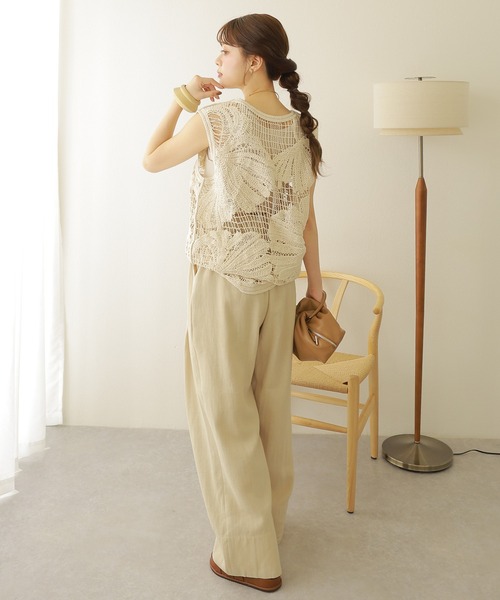 カットソー(半袖/袖なし) MEDI CROCHET LAYERED KNIT Ameri（アメリ）の「MEDI CROCHET LAYERED KNIT（ニット/セーター