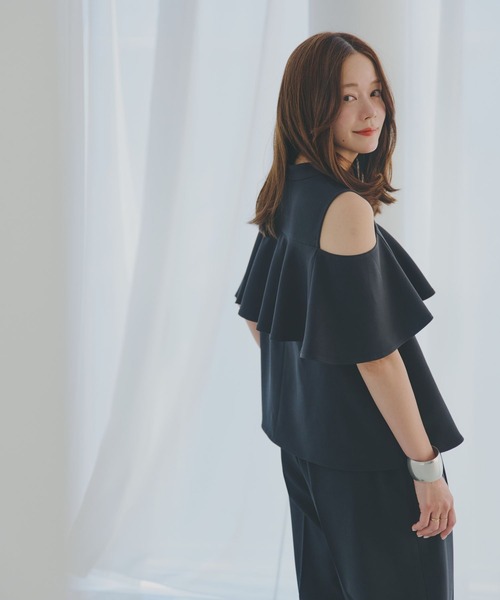 美品✨エヴリディアイライク Volume sleeve ブラウス フリーブラック GLOBAL WORK ブラウス シャツ 高山直子さんコラボ/リネンライク