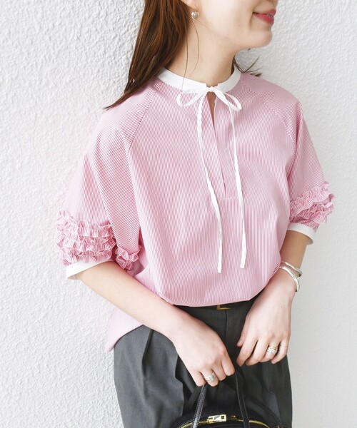 「SHIPS」 7分袖ブラウス ONE SIZE レッド レディース