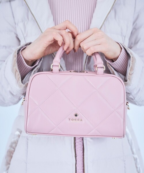 トッカ　バッグ　ピンク　　かわいい　丸柄革 TOCCA（トッカ） ボストンバッグ OREILLER BAG ミニボストンバッグ