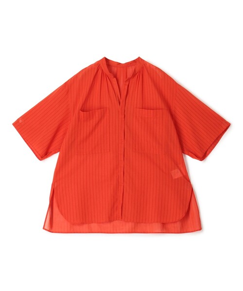MACPHEE（マカフィー） ブラウス シャツ 半袖 ドビーストライプ
