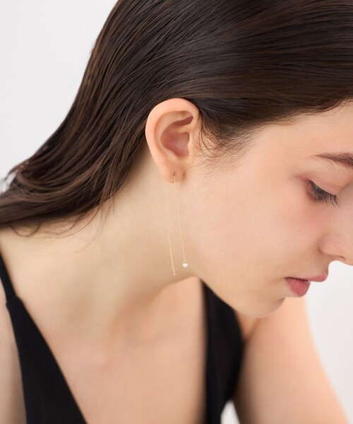 ete パールとチェーンのピアス ete ピアス K18YG パール チェーン レディース : ZOZOTOWN Yahoo