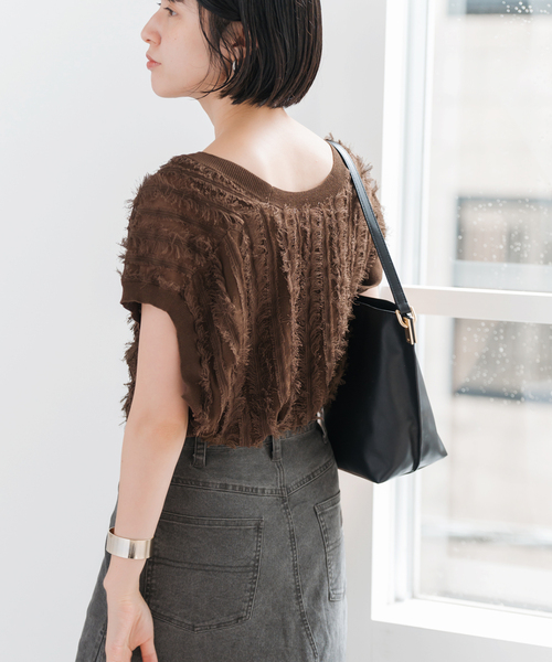 ベスト ジレ 「追加」手洗い可 / フリンジニットベスト レディース Spick＆Span ベスト ジレ 「追加」手洗い可 / フリンジニット