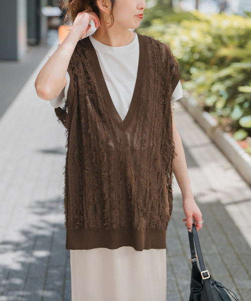 Spick and Span フリンジニットベスト 追加》手洗い可 / フリンジニットベスト（ベスト）｜Spick and