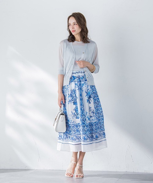 新品ビアッジョブルーラメニットカーディガン ラメフェザーニットカーディガン≪手洗い可能≫ | Viaggio Blu (Women