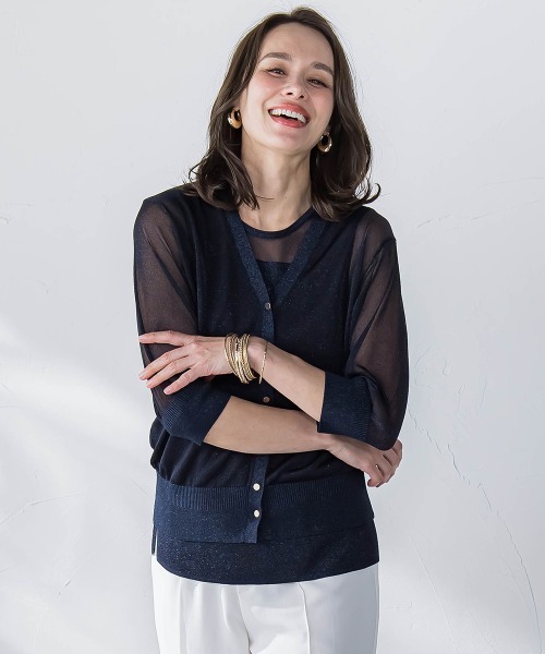 Viaggio Blu（ビアッジョブルー） カーディガン ラメニット