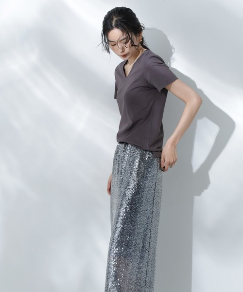 「NANO universe」 半袖Tシャツ S チャコール レディース