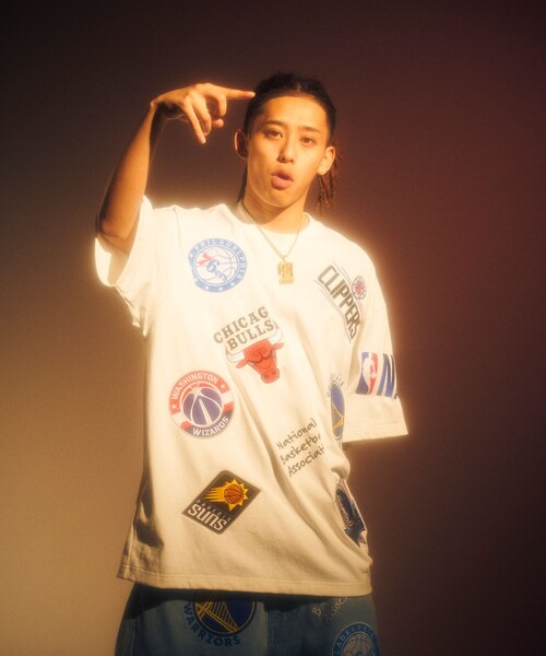 「NBA」 7分袖Tシャツ LARGE グレー メンズ