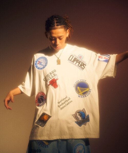 「NBA」 7分袖Tシャツ LARGE グレー メンズ