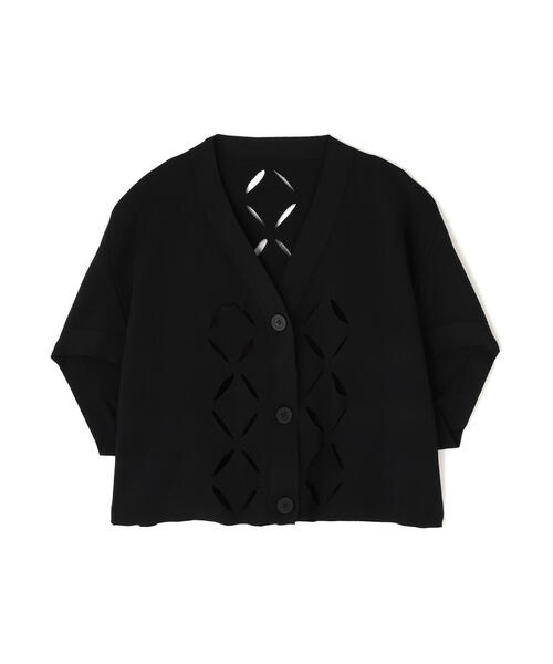 黒の半袖カーディガン 38サイズ ADORE（アドーア） カーディガン 半袖 スカシカシパンニット