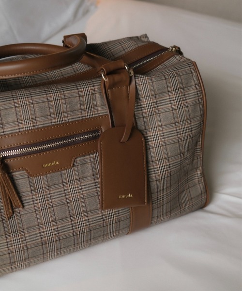 ヌネラ　nunela　チェック柄ボストンバッグ nunela ボストンバッグ トラベルボストンバック「No.9」 レディース
