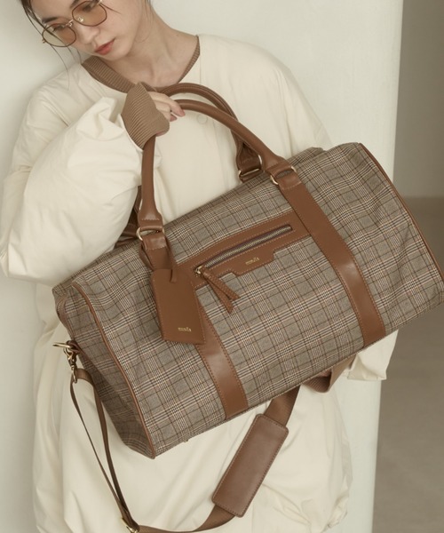ヌネラ　nunela　チェック柄ボストンバッグ nunela ボストンバッグ トラベルボストンバック「No.9」 レディース