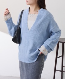 【美品】深Vニットプルオーバー♥GALLARDAGALANTE♥ベージュ GALLARDAGALANTE（ガリャルダガランテ） ニット セーター ファーV