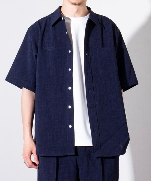 「GLOSTER」 半袖シャツ L ネイビー メンズ_画像3