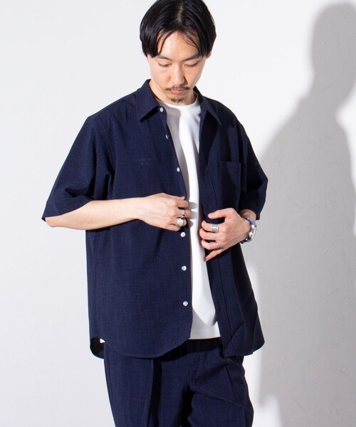 「GLOSTER」 半袖シャツ L ネイビー メンズ_画像6