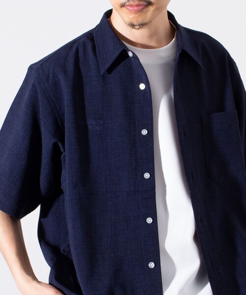 「GLOSTER」 半袖シャツ L ネイビー メンズ_画像7