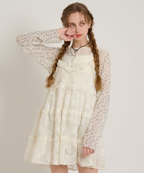 w closet（ダブルクローゼット） ワンピース 「25AW」立体レースミニ