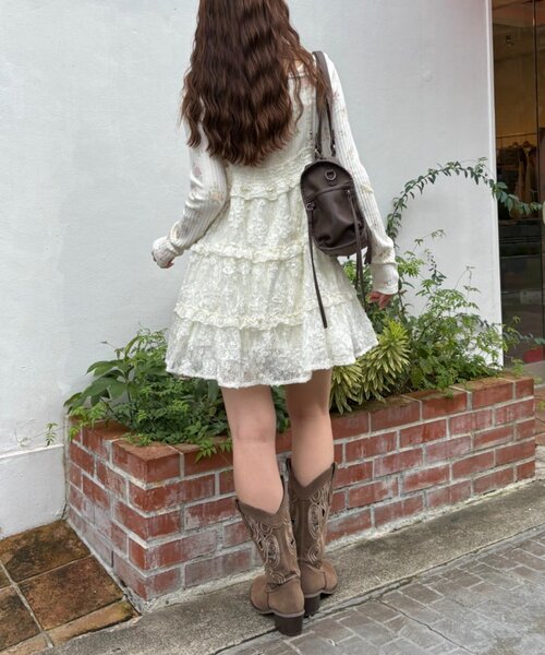 w closet ワンピース 「25AW」立体レースミニキャミワンピース