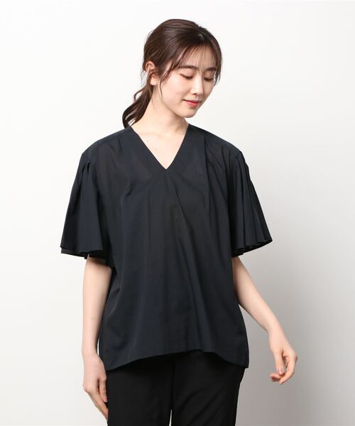 「NANO universe」 半袖ブラウス 36 ダークネイビー レディース_画像3