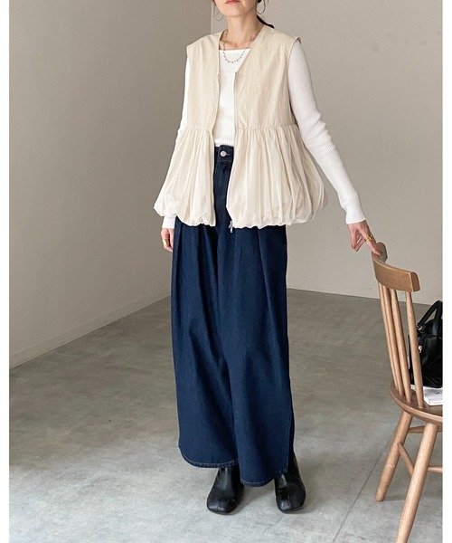 She's Closet ベスト ジレ Vネックダブルジップチュールレイヤード She's Closet ベスト ジレ Vネックダブルジップチュールレイヤード