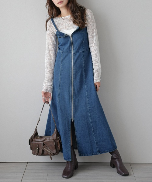 ジャンパースカート フロントジップデニムワンピース : ZOZOTOWN Yahoo