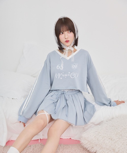 rumnel： トレーナー スウェット 「セットアップ可能」ベロアコンビV