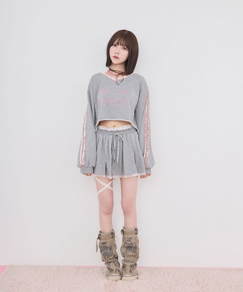 rumnel： トレーナー スウェット 「セットアップ可能」ベロアコンビV