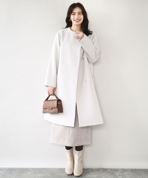 OFUON（オフオン） ノーカラーコート コート 「2025AW」ウール混ノー