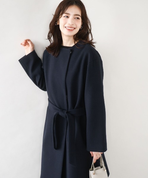 OFUON（オフオン） ノーカラーコート コート 「2025AW」ウール混ノー