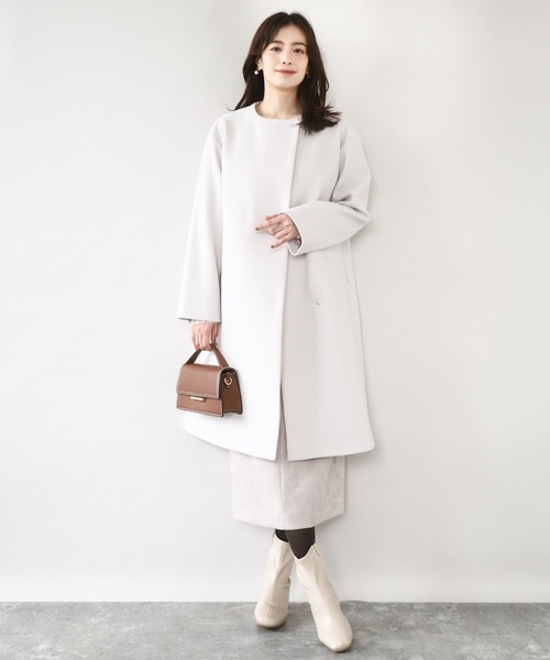OFUON（オフオン） ノーカラーコート コート 「2025AW」ウール混ノー