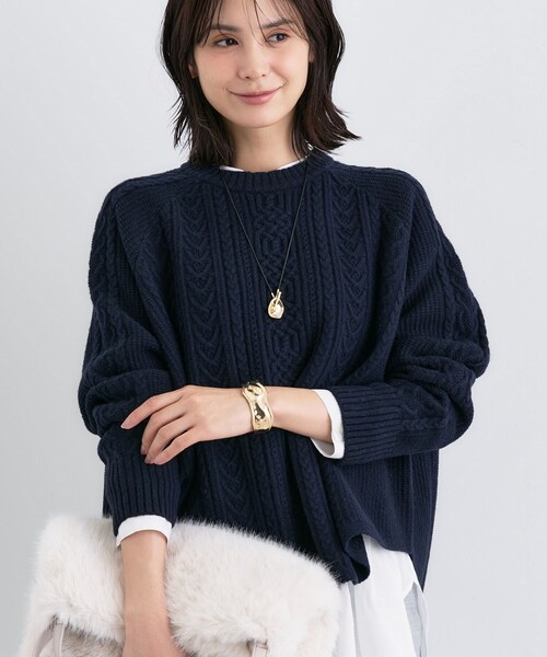 INDIVI（インディヴィ） ニット セーター 「洗える」ケーブルデザイン 