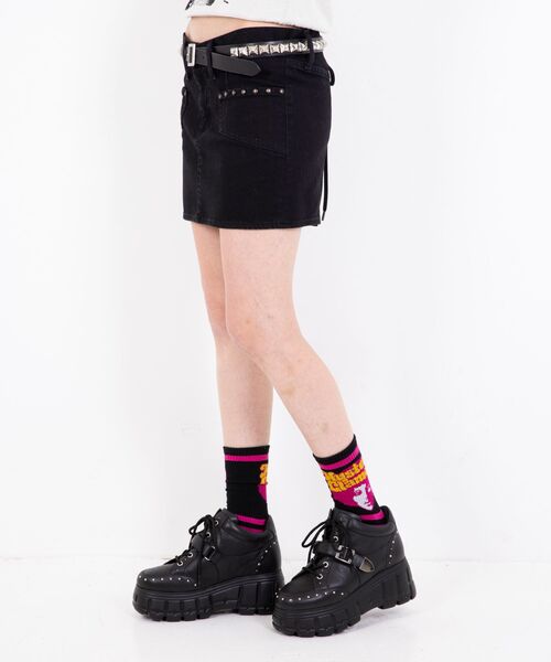 ヒステリックグラマー　スタッズ＆バックレースアップ マイクロミニデニムスカート HYSTERIC GLAMOUR（ヒステリックグラマー） スカート バックレース