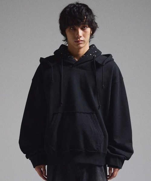 GRANCY パーカー 「GRANCY」Layered Studded Pullover Hoodie