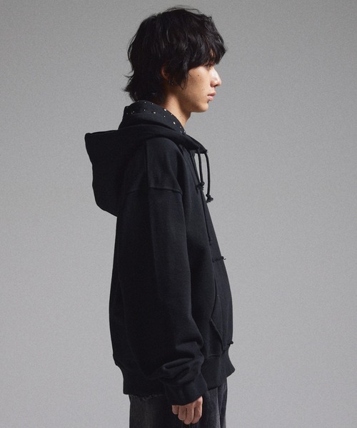 GRANCY パーカー 「GRANCY」Layered Studded Pullover Hoodie