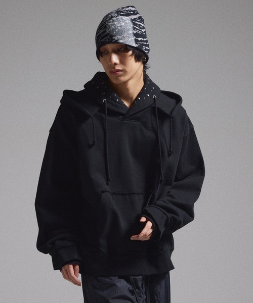 GRANCY パーカー 「GRANCY」Layered Studded Pullover Hoodie