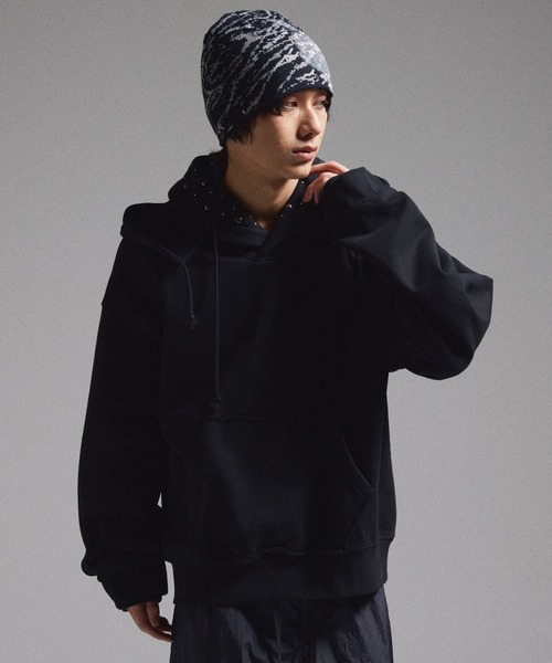 GRANCY パーカー 「GRANCY」Layered Studded Pullover Hoodie