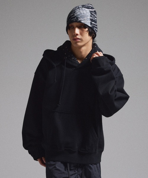 GRANCY パーカー 「GRANCY」Layered Studded Pullover Hoodie