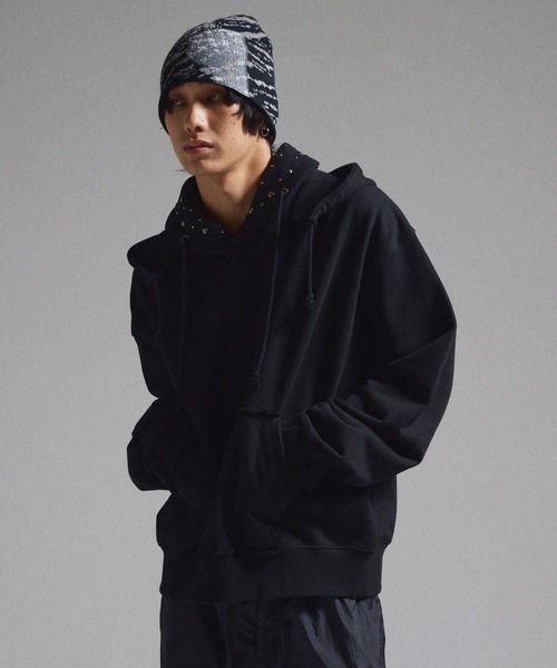 GRANCY パーカー 「GRANCY」Layered Studded Pullover Hoodie