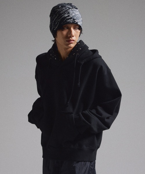 GRANCY パーカー 「GRANCY」Layered Studded Pullover Hoodie