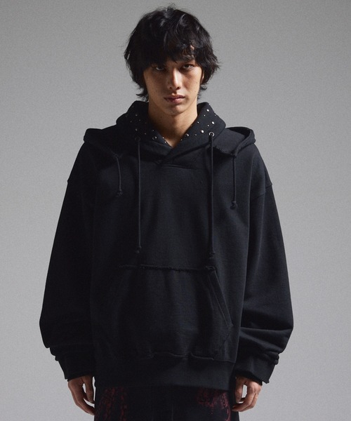 GRANCY パーカー 「GRANCY」Layered Studded Pullover Hoodie