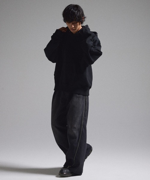 GRANCY パーカー 「GRANCY」Layered Studded Pullover Hoodie